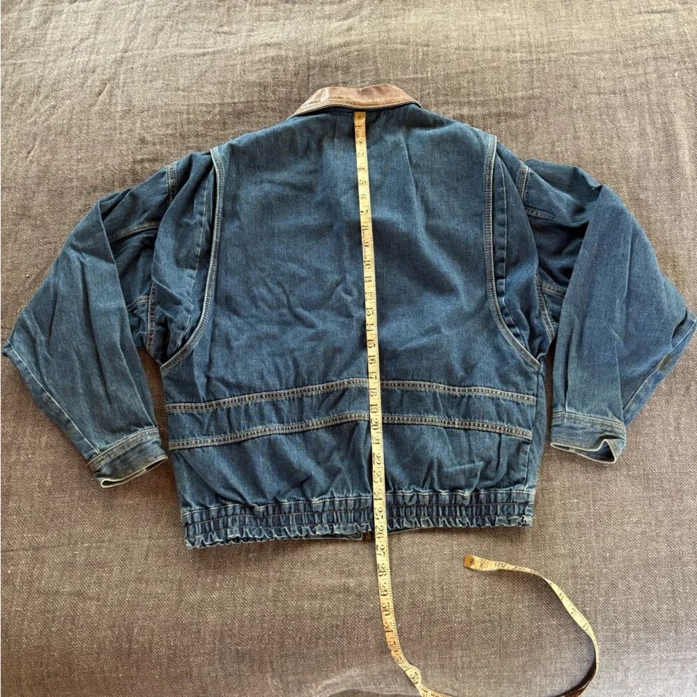 Vintage Denim and Leather Bomber Jacket